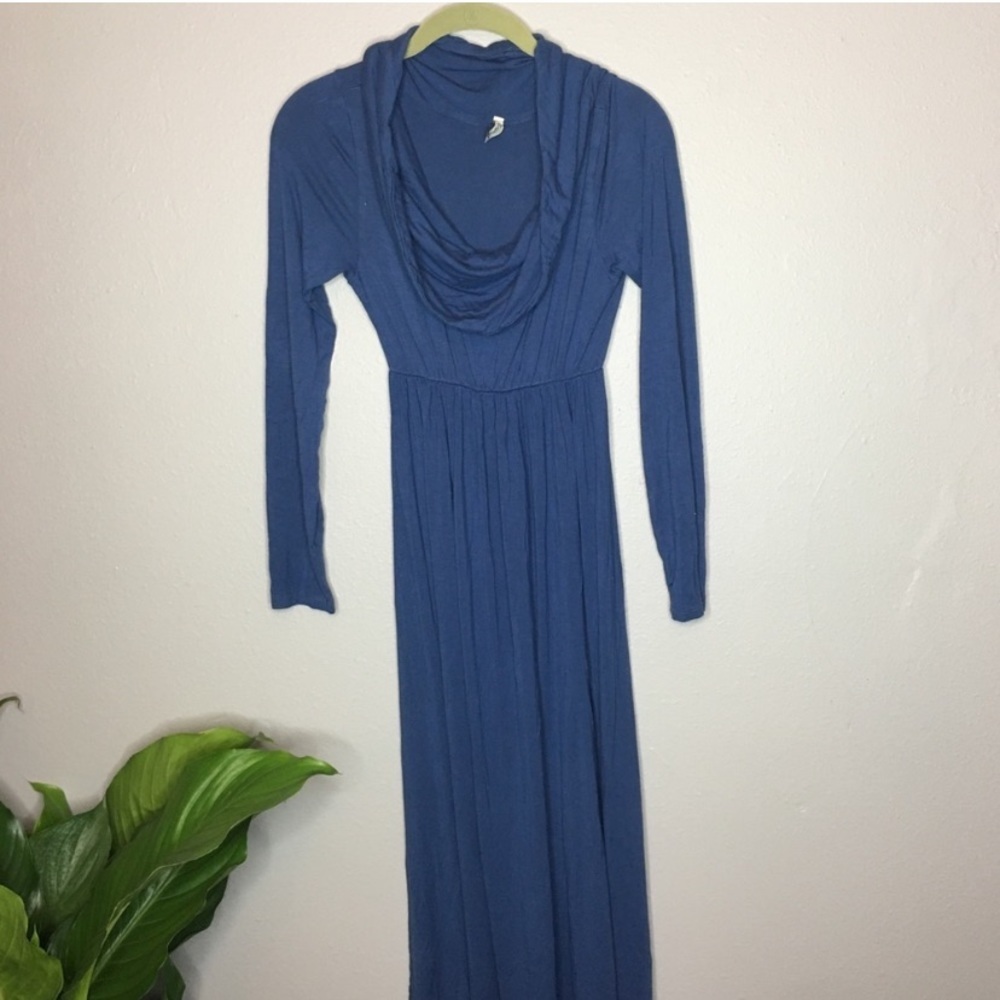 Motherbee Maternity Blue Long Sleeve Maxi Dress | Size Small